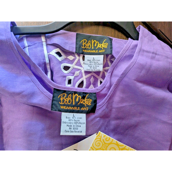 NWOT BOB MACKIE Wearable Art Women's Purple Linen Light Jacket/Blouse Set Sz L - Picture 6 of 7